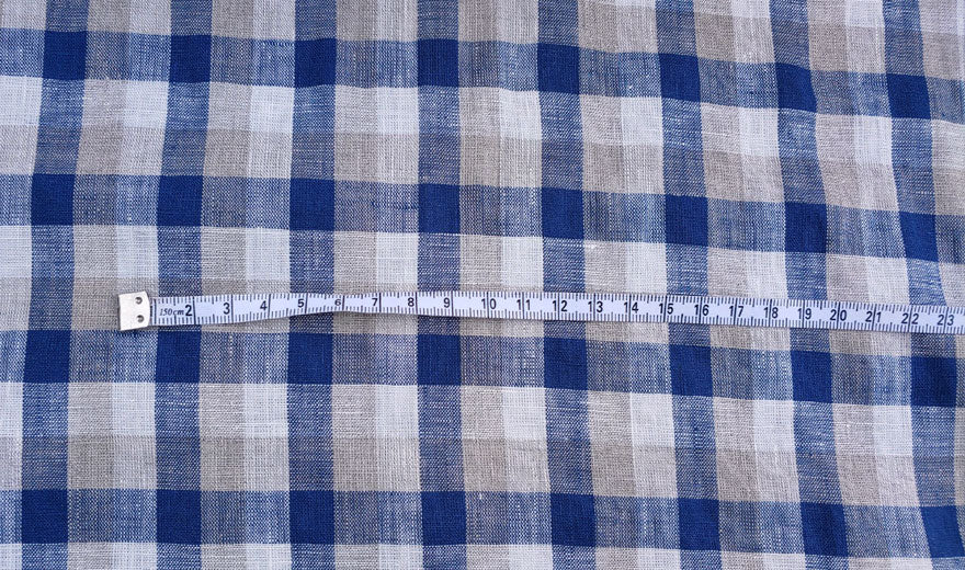 100% Linen Fabric Navy Gingham Check Light Weight 6158 - The Linen Lab - Navy 6158