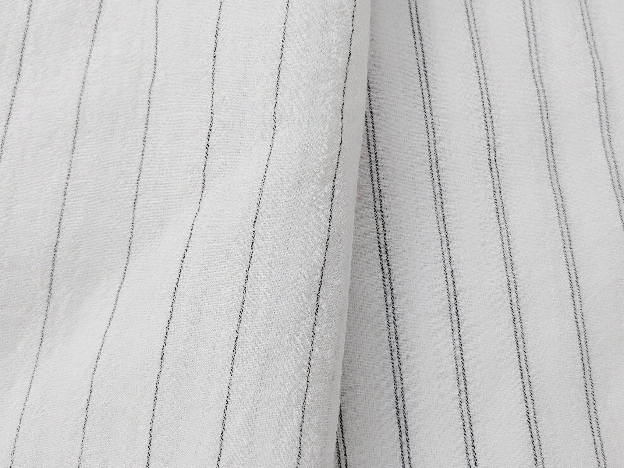 Airy Stripes: Linen with High-Twisted Cotton Lightweight Stripe Fabric 6109 6110 6111 6049 - The Linen Lab - Blue