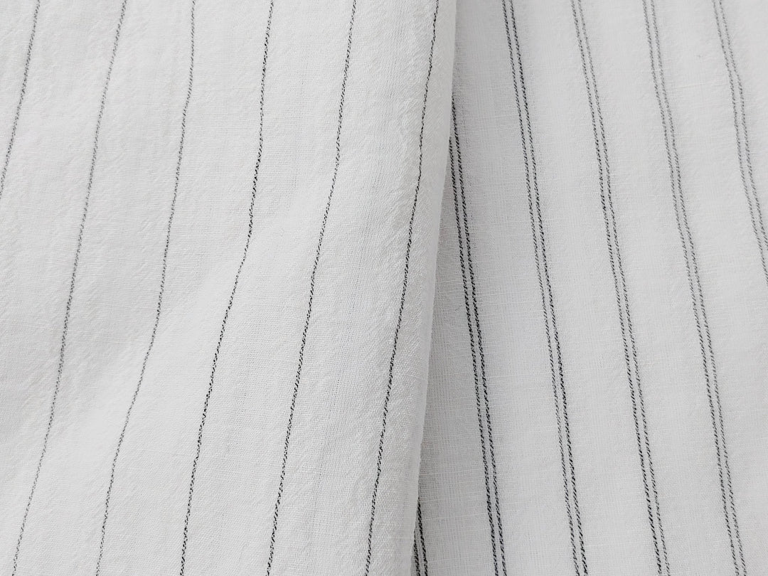 Airy Stripes: Linen with High-Twisted Cotton Lightweight Stripe Fabric 6109 6110 6111 6049 - The Linen Lab - Blue