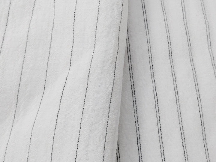 Airy Stripes: Linen with High-Twisted Cotton Lightweight Stripe Fabric 6109 6110 6111 6049 - The Linen Lab - Blue