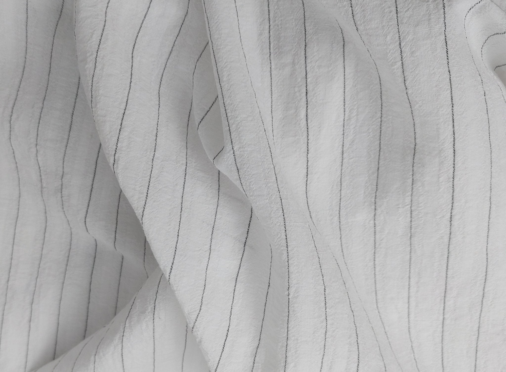 Airy Stripes: Linen with High-Twisted Cotton Lightweight Stripe Fabric 6109 6110 6111 6049 - The Linen Lab - White_2