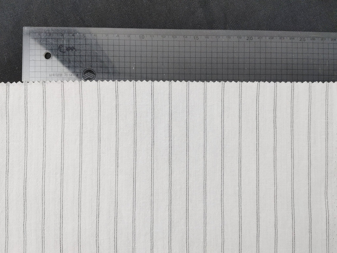 Airy Stripes: Linen with High-Twisted Cotton Lightweight Stripe Fabric 6109 6110 6111 6049 - The Linen Lab - White_2