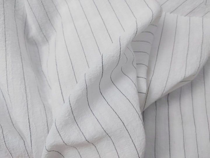 Airy Stripes: Linen with High-Twisted Cotton Lightweight Stripe Fabric 6109 6110 6111 6049 - The Linen Lab - White_2