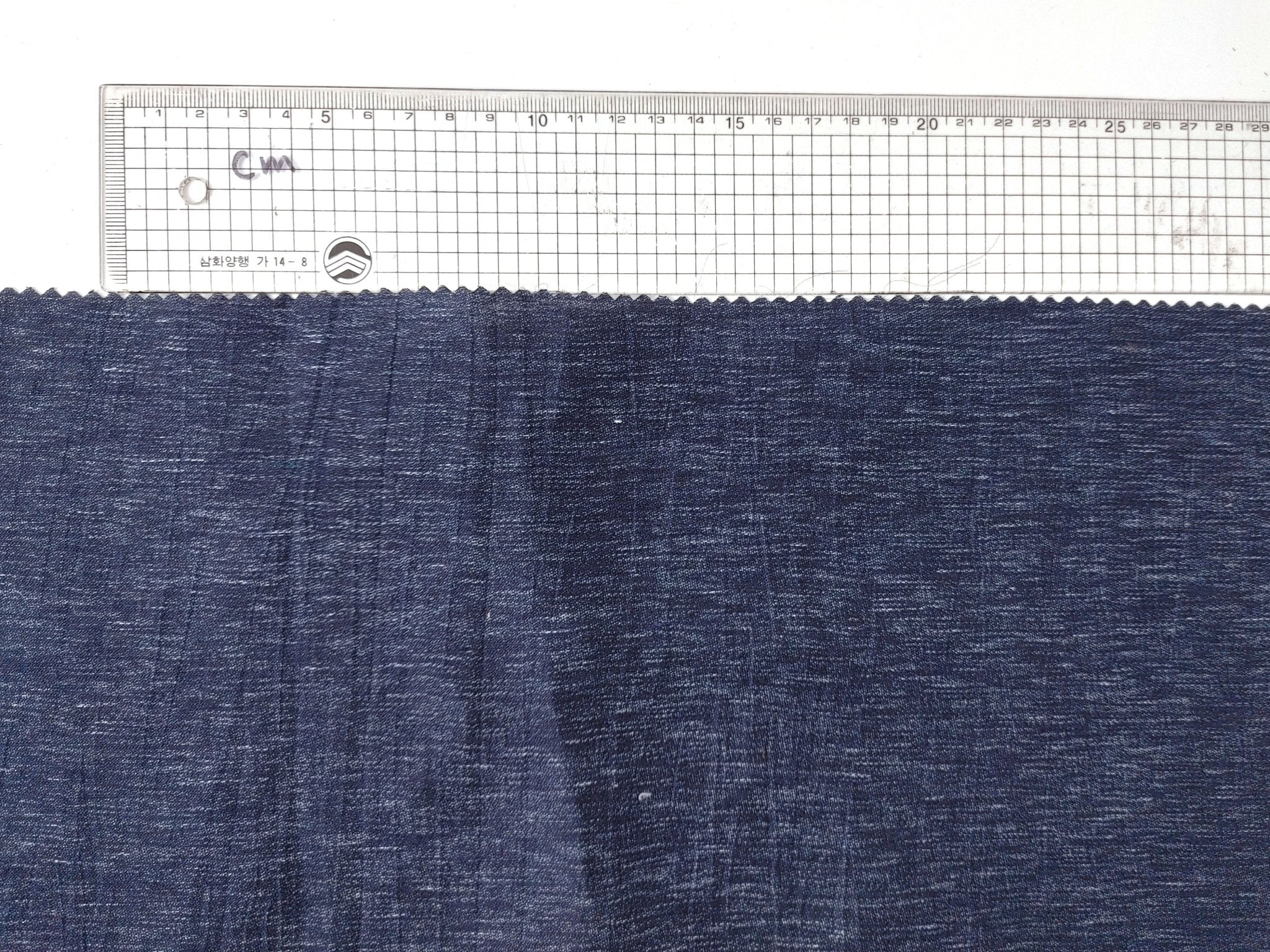 Arctic Nightfall: Linen Nylon Crease Effect Fabric with Subtle White Dot Print 4749 - The Linen Lab - Navy