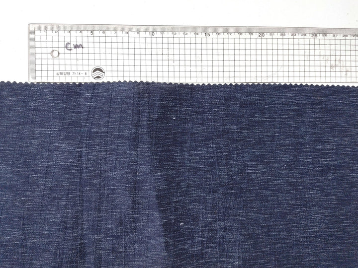 Arctic Nightfall: Linen Nylon Crease Effect Fabric with Subtle White Dot Print 4749 - The Linen Lab - Navy
