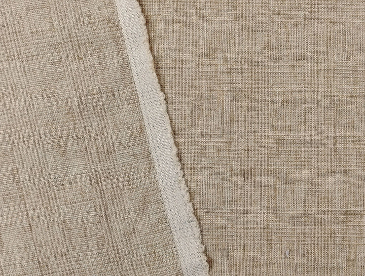 Beige Subtle Glen Plaid Fabric in 100% Linen, Medium-Heavy Weight 7375 - The Linen Lab - Beige