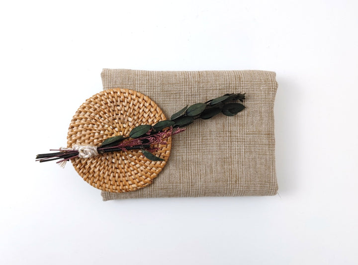 Beige Subtle Glen Plaid Fabric in 100% Linen, Medium-Heavy Weight 7375 - The Linen Lab - Beige