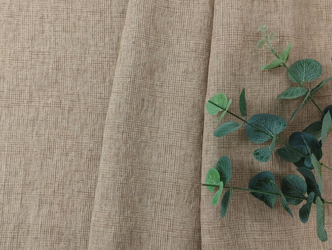 Beige Subtle Glen Plaid Fabric in 100% Linen, Medium-Heavy Weight 7375 - The Linen Lab - Beige