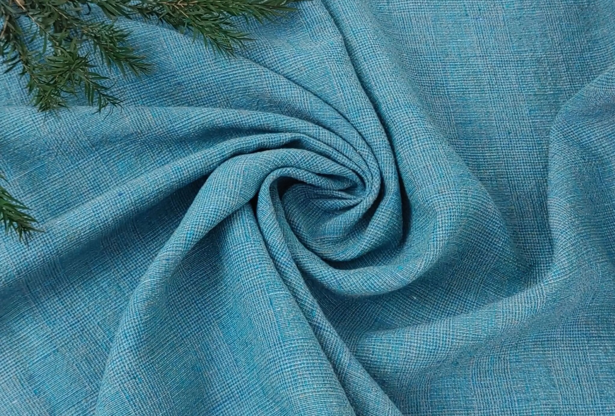 Blue and Green Symphony: A Melange Fusion of Linen and Polyester in Glen Plaid 7788 7789 - The Linen Lab - Blue