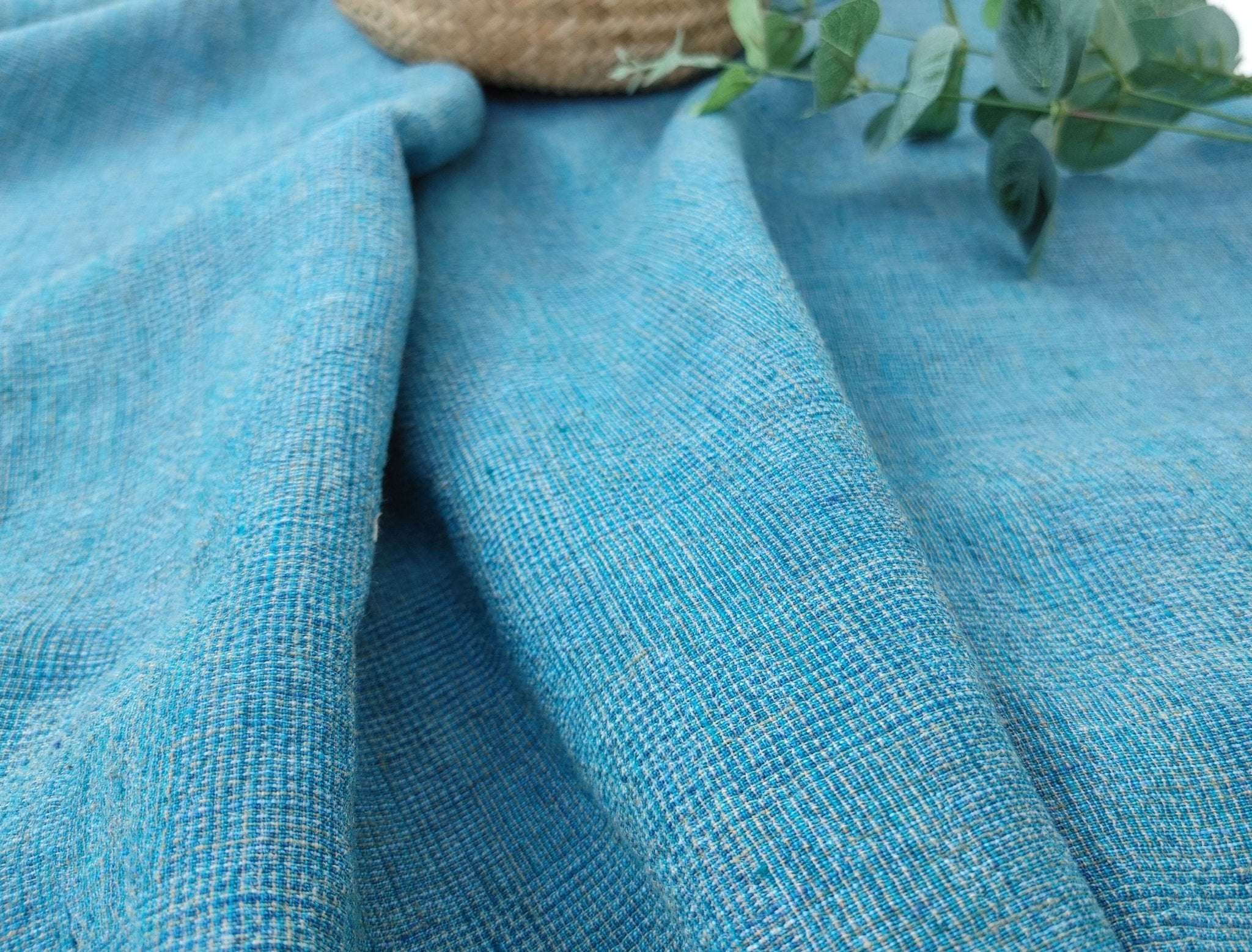 Blue and Green Symphony: A Melange Fusion of Linen and Polyester in Glen Plaid 7788 7789 - The Linen Lab - Blue