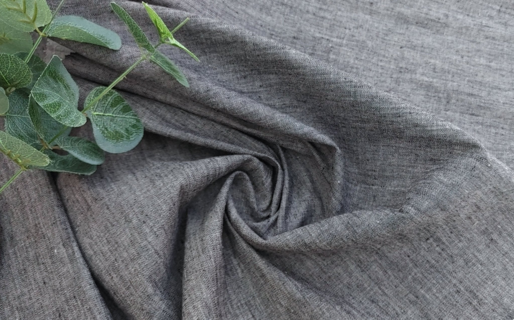 Chambray Linen Cotton Stretch Twill Fabric 3099 3248 3249 2234 - The Linen Lab - Gray(Dark)