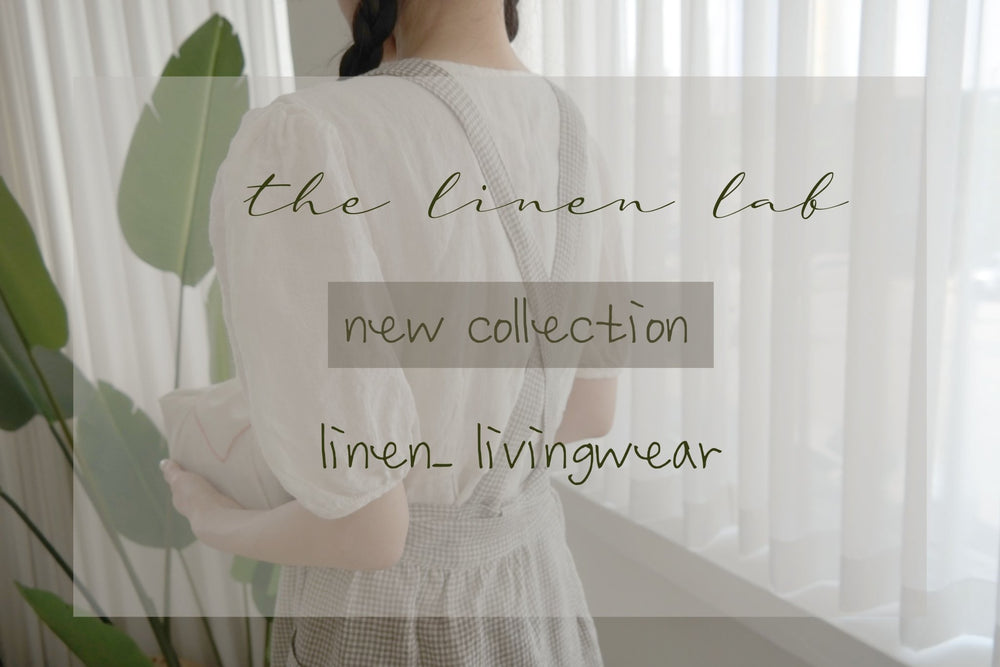 Linen Cross Back Apron with Small Gingham Check - The Linen Lab - Light Green