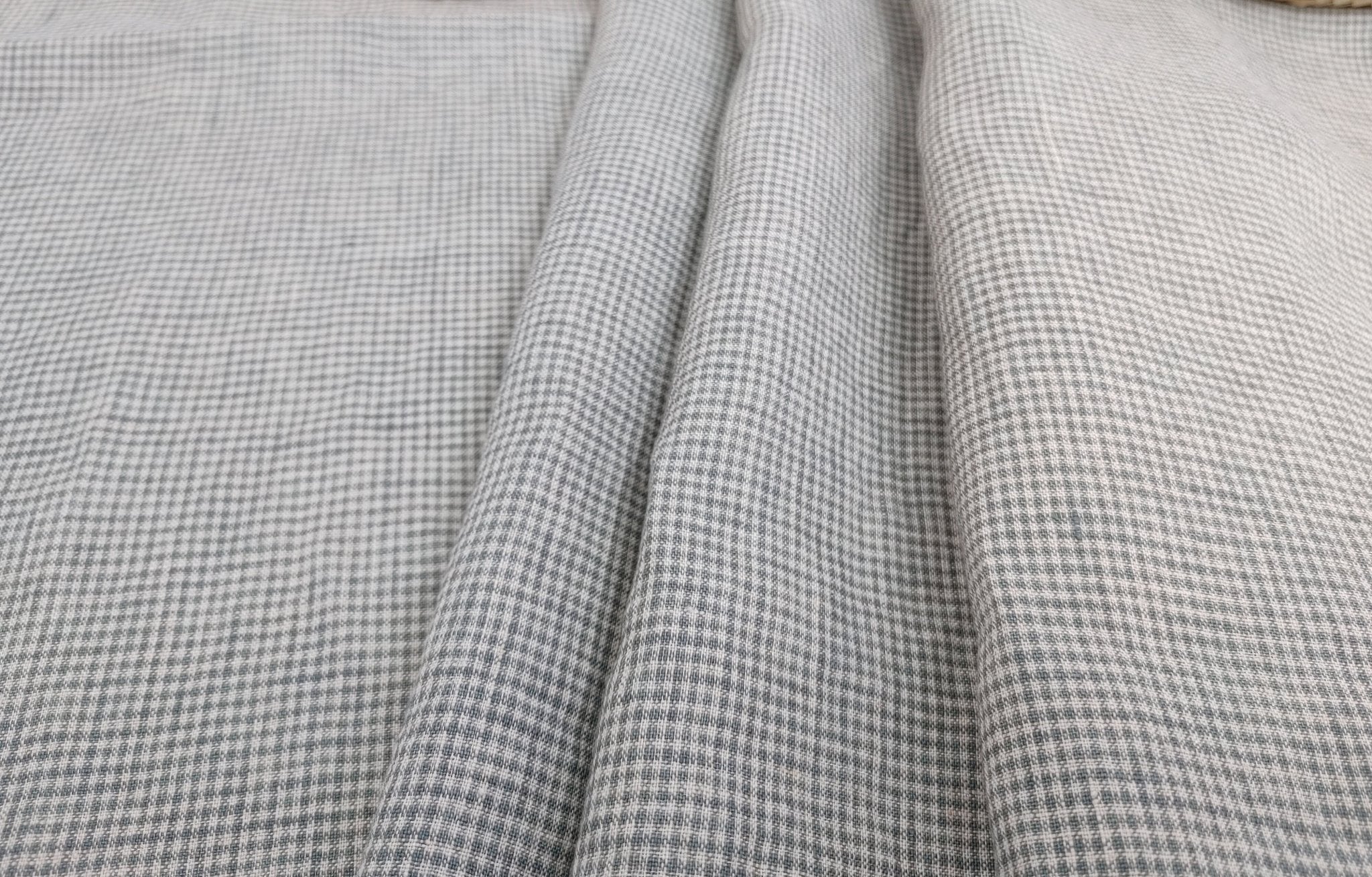 Classic Charm: 100% Linen Mini Gingham Check Fabric, Light Weight 6833 - The Linen Lab - Green