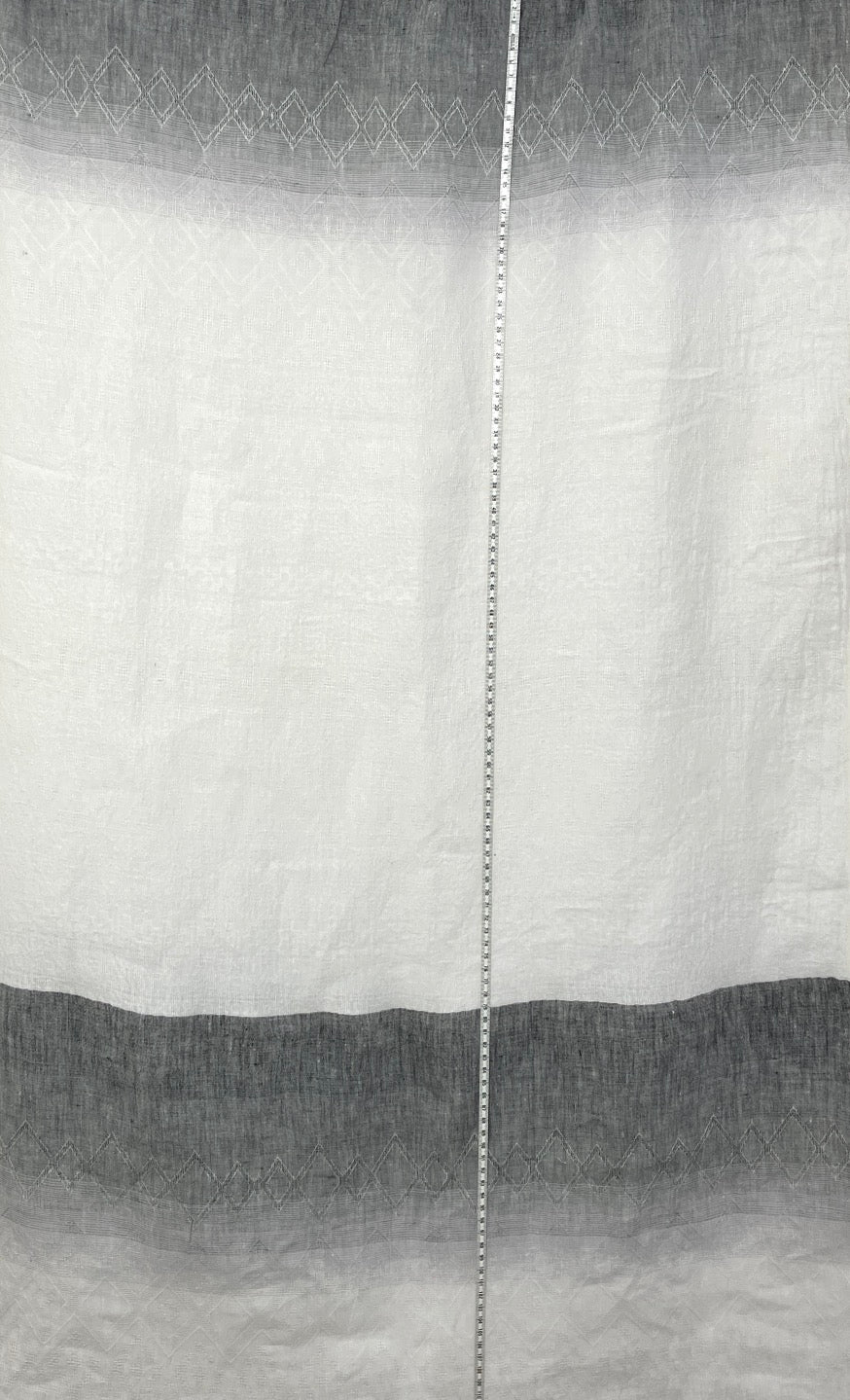 Dark Sunrise Symphony: Striped Rhombus Patterns in 100% Linen Gradation Jacquard Fabric 6505 - The Linen Lab - Gray