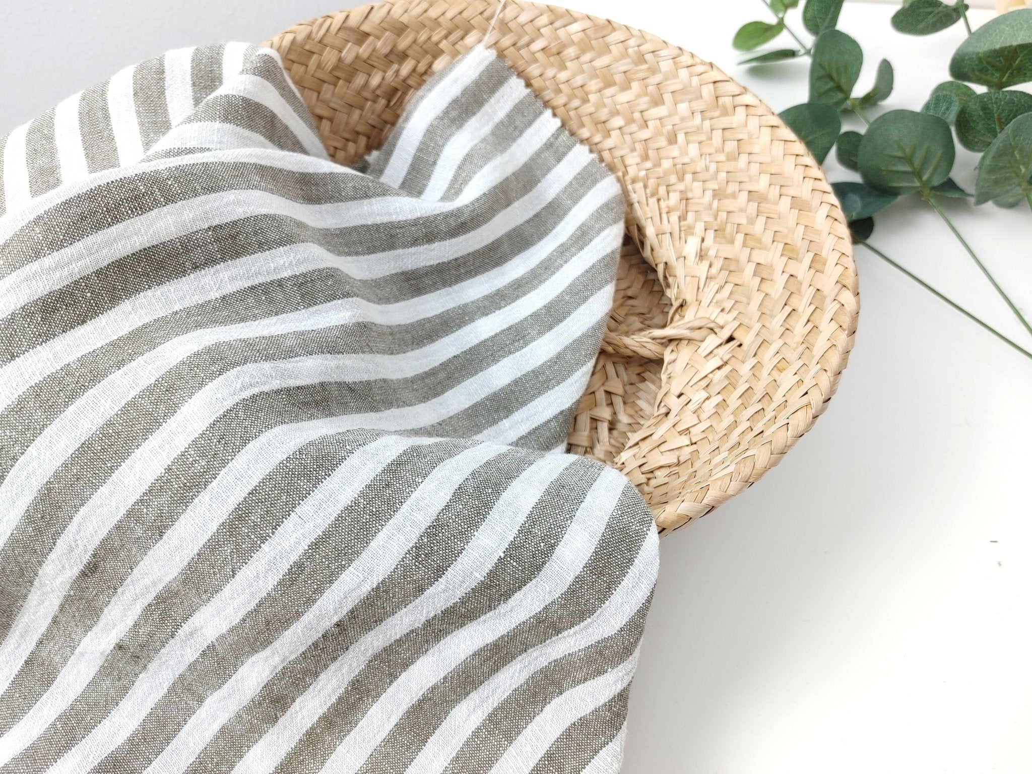 Effortless Stripes: Linen Rayon Blend Fabric with Subtle Wrinkle Charm 6518 - The Linen Lab - Khaki