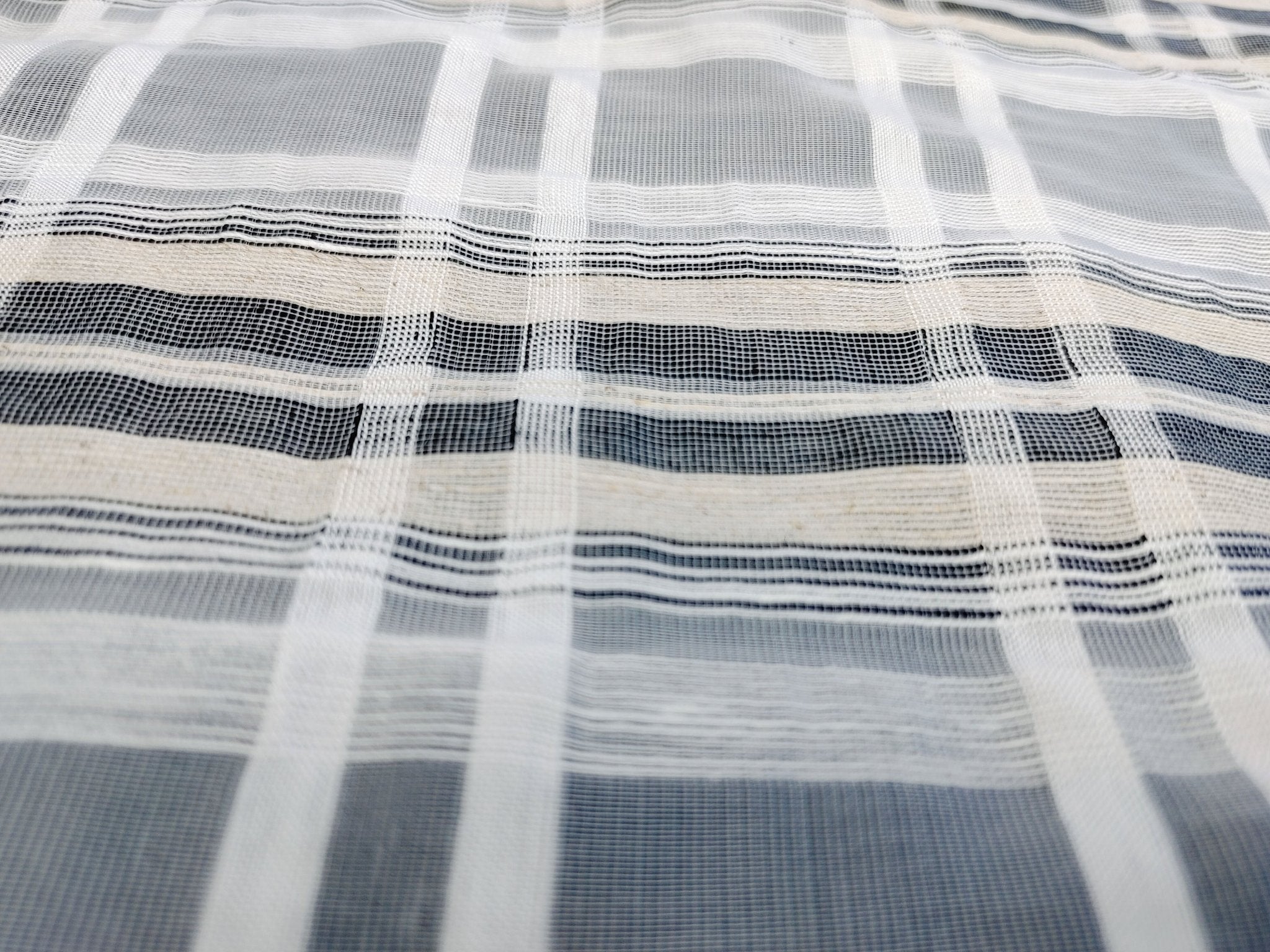 Grey Melange Plaid Linen-Rayon-Polyester Sheer Fabric 1758 - The Linen Lab - Grey