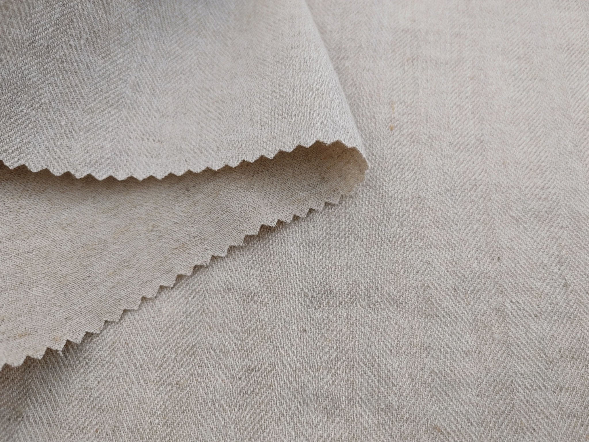 Harmony Hues: Natural Linen Polyester HBT Herringbone Twill Fabric 7730 - The Linen Lab - Natural