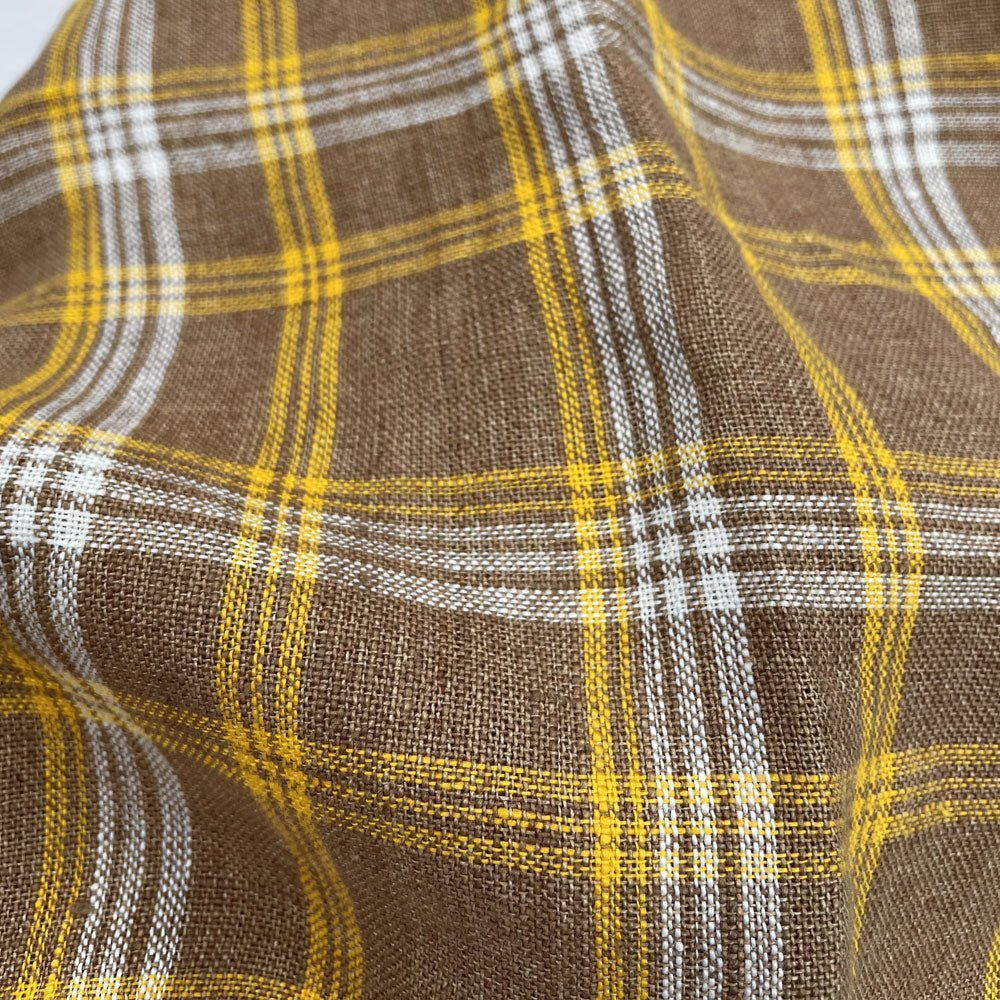 Heavy Weight Tartan Check Plaid Fabric (6749) - The Linen Lab - Beige