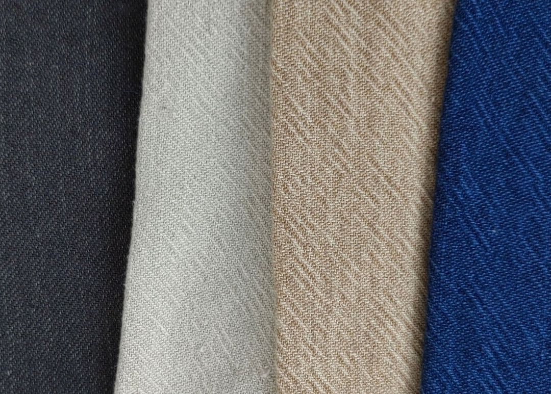 Heavyweight Linen Cotton Twill Fabric with Two-Tone Chambray 7258 7259 7331 7332 - The Linen Lab - Grey