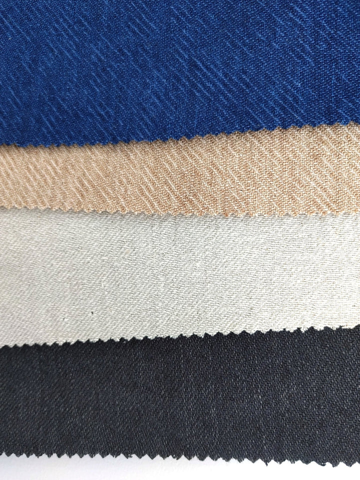 Heavyweight Linen Cotton Twill Fabric with Two-Tone Chambray 7258 7259 7331 7332 - The Linen Lab - Grey
