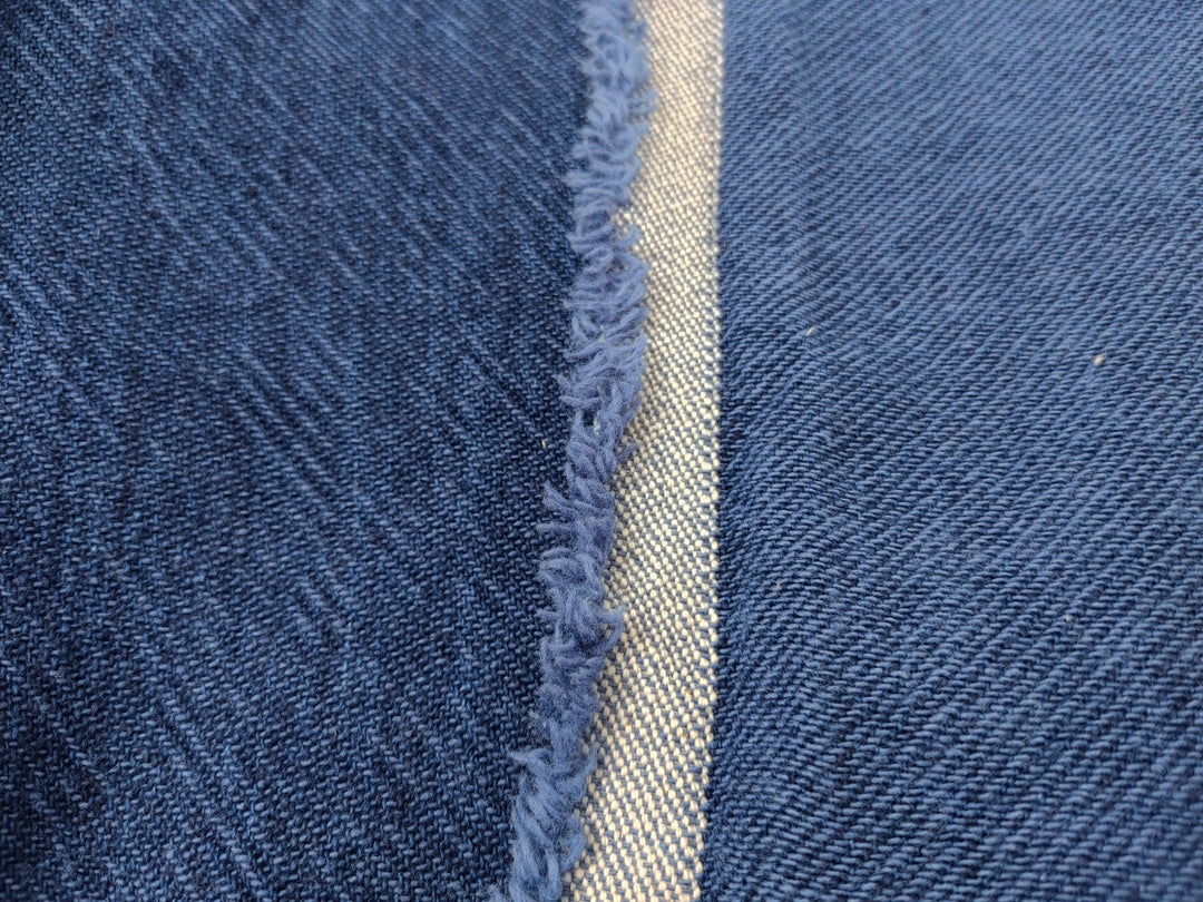 Heavyweight Linen Cotton Twill Fabric with Two-Tone Chambray 7258 7259 7331 7332 - The Linen Lab - Navy