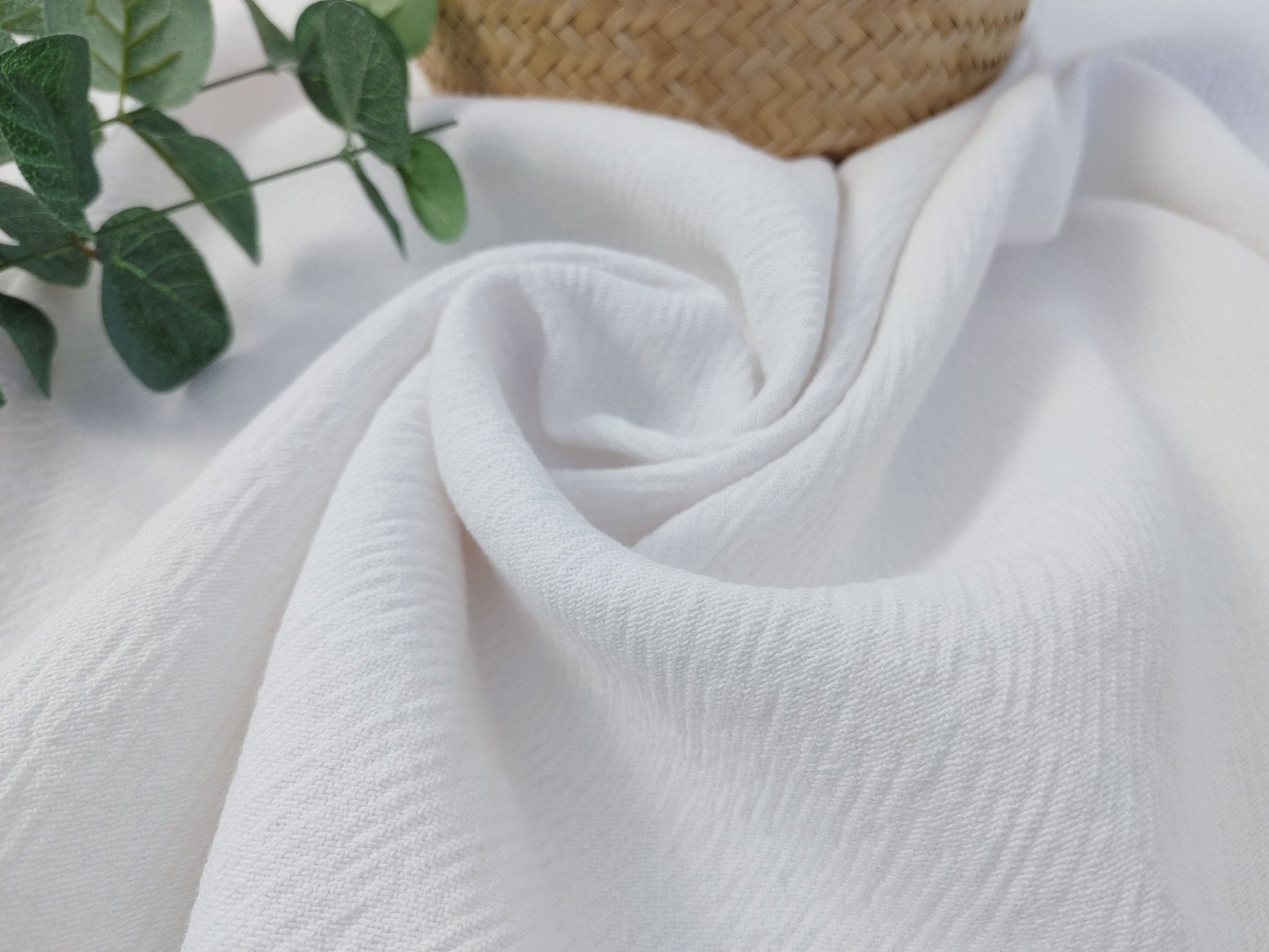 Heavyweight White Linen Cotton Twill Fabric 6814 - The Linen Lab - White