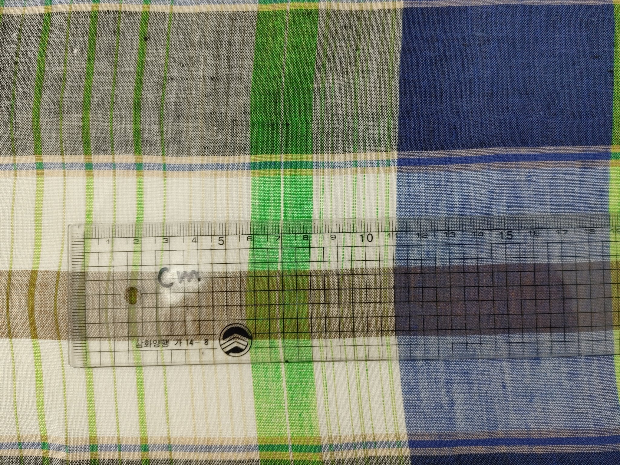 Hemp Big Plaid Fabric 7593 - The Linen Lab - Blue