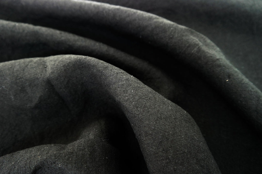 High Twisted 100% Linen Fabric Medium Weight 14S 6220 6600 6366 7369 - The Linen Lab - Black 7369