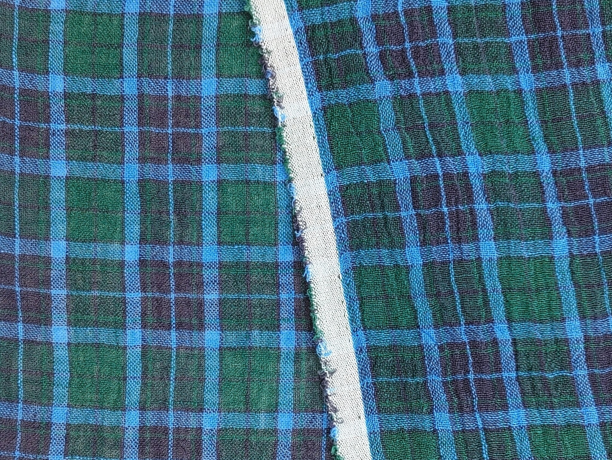 High Twisted Green Plaid Linen-Polyester Fabric 7322 - The Linen Lab - Green
