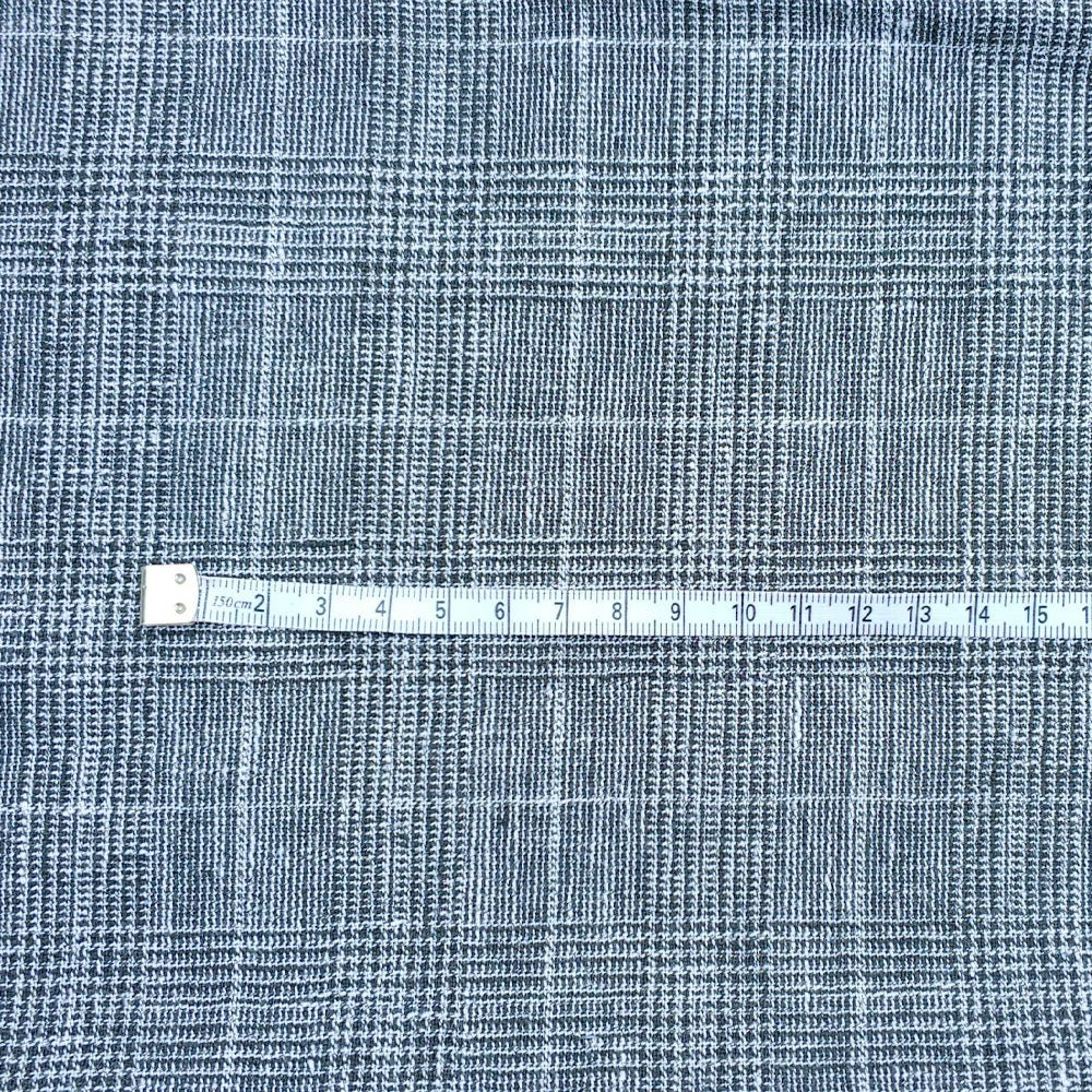 High Twisted Linen Polyester Glen Check Fabric (6068) - The Linen Lab - Black & White