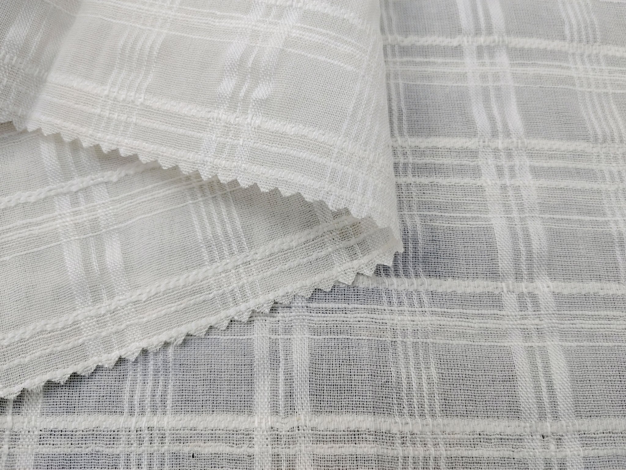 Ivory Dobby Plaid Linen Blend Fabric - Lightweight and Elegant for Various Crafting Projects 3060 - The Linen Lab - Ivory