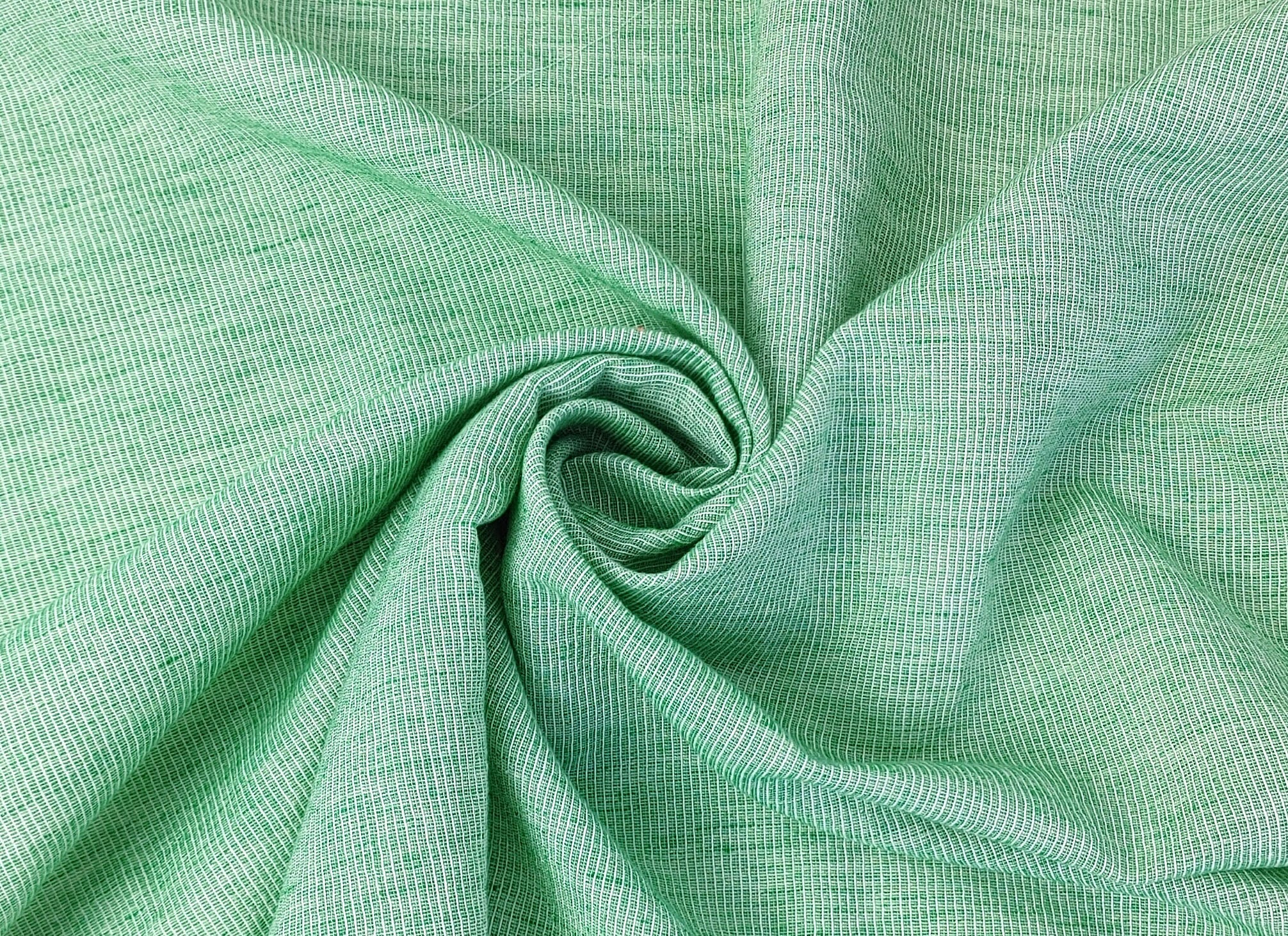 Light Weight Linen Cotton Stripe Fabric with Subtle Wrinkle Effect 7790 7791 7792 7793 7794 - The Linen Lab - Green