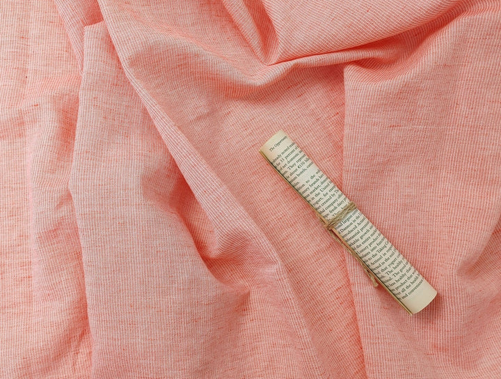 Light Weight Linen Cotton Stripe Fabric with Subtle Wrinkle Effect 7790 7791 7792 7793 7794 - The Linen Lab - Orange