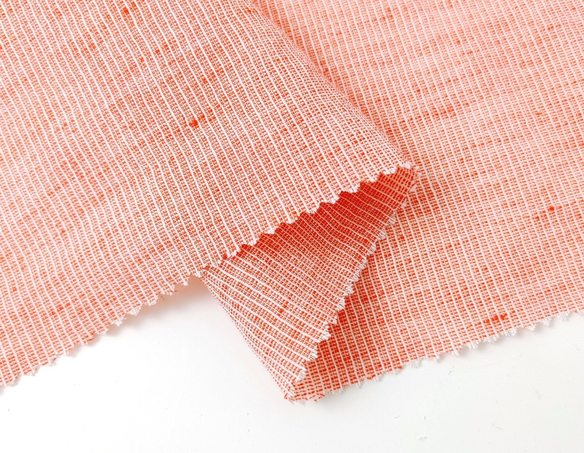 Light Weight Linen Cotton Stripe Fabric with Subtle Wrinkle Effect 7790 7791 7792 7793 7794 - The Linen Lab - Orange