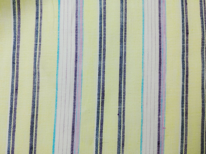 Light Weight Linen Ramie Fabric with Stripe Pattern 2106 - The Linen Lab - Yellow