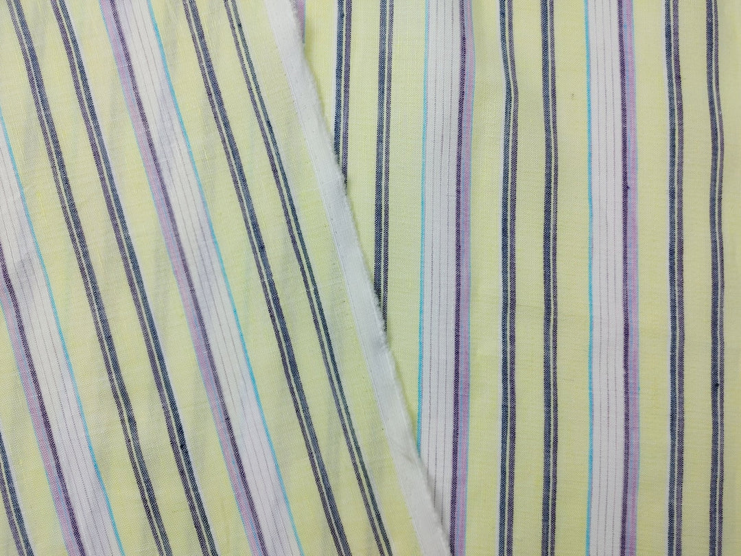 Light Weight Linen Ramie Fabric with Stripe Pattern 2106 - The Linen Lab - Yellow