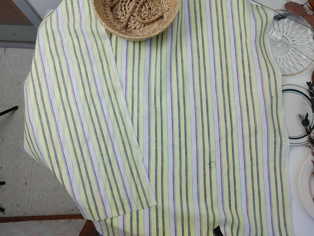 Light Weight Linen Ramie Fabric with Stripe Pattern 2106 - The Linen Lab - Yellow