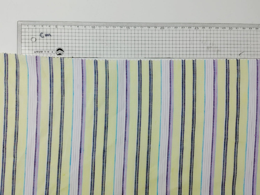 Light Weight Linen Ramie Fabric with Stripe Pattern 2106 - The Linen Lab - Yellow