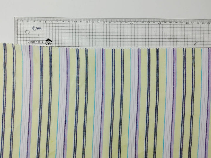 Light Weight Linen Ramie Fabric with Stripe Pattern 2106 - The Linen Lab - Yellow