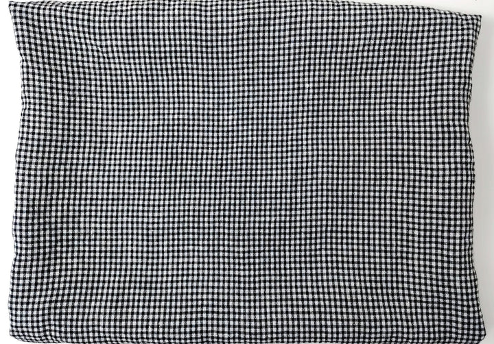 Light Weight Linen Tencel Fabric with Subtle Seersucker Gingham Check in Classic White & Black 6345 - The Linen Lab - Black & White