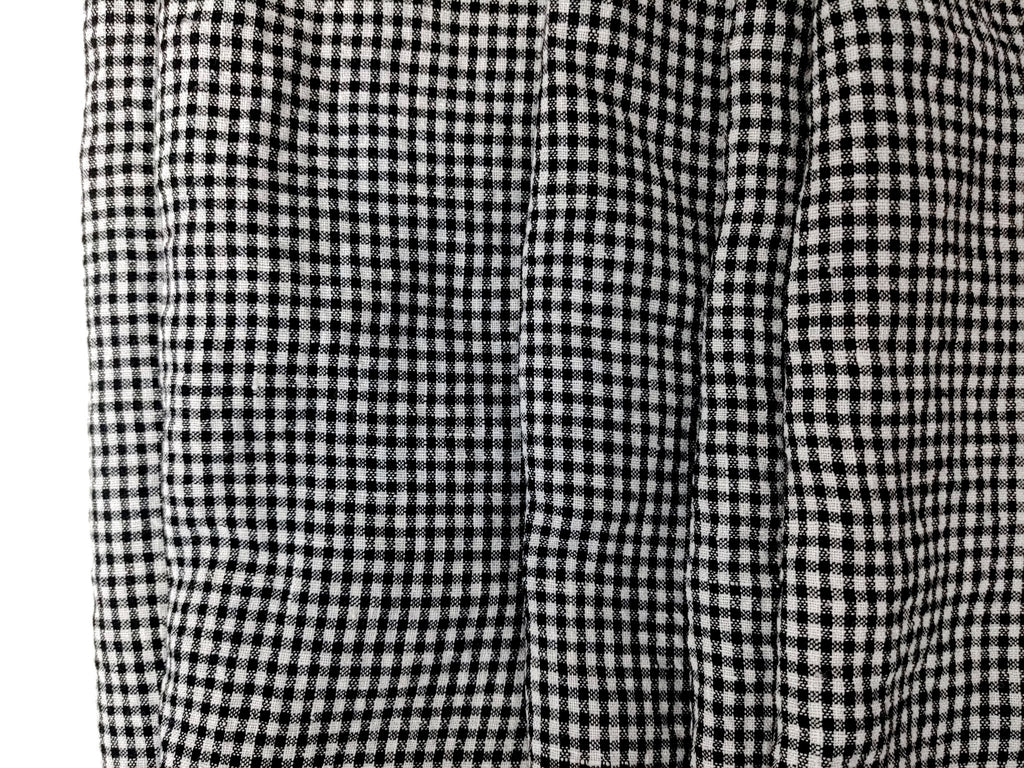 Light Weight Linen Tencel Fabric with Subtle Seersucker Gingham Check in  Classic White & Black 6345
