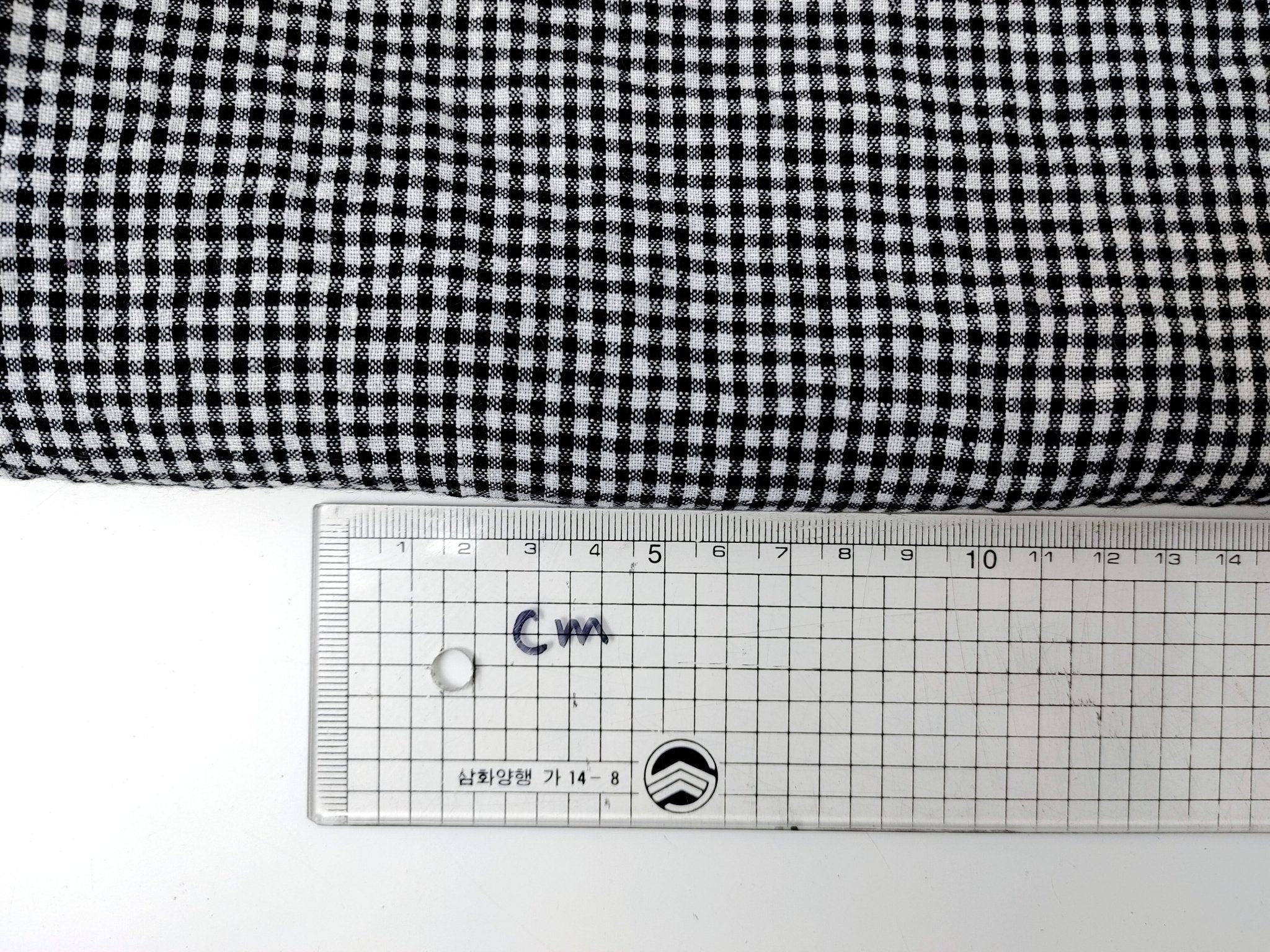 Light Weight Linen Tencel Fabric with Subtle Seersucker Gingham Check in Classic White & Black 6345 - The Linen Lab - Black & White