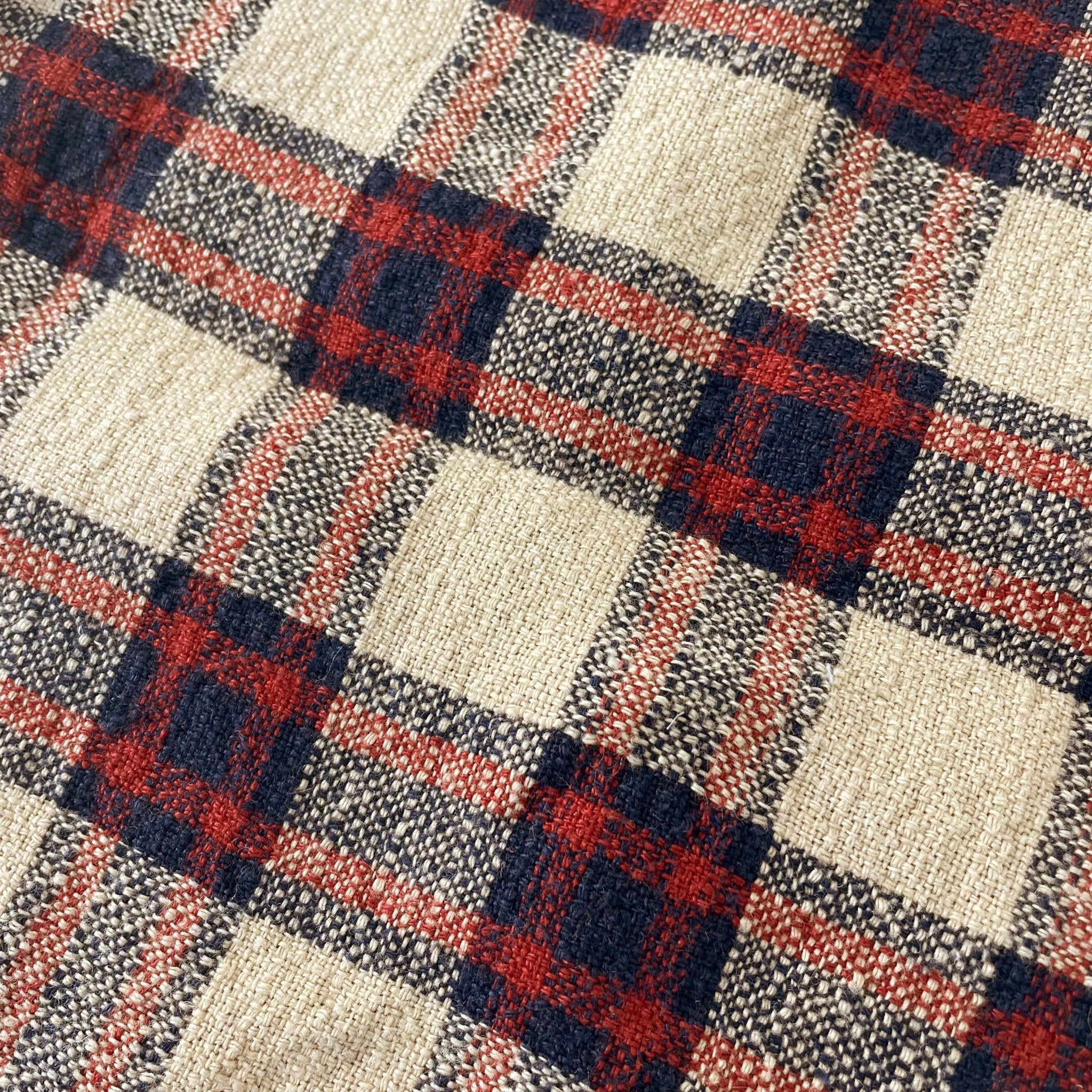 Linen 100% Fabric Heavy Weight Plaid 7242 - The Linen Lab - Beige