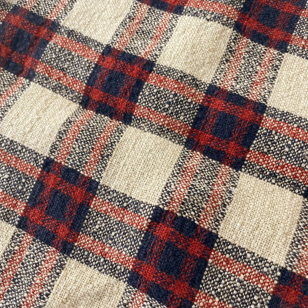 Linen 100% Fabric Heavy Weight Plaid 7242 - The Linen Lab - Beige