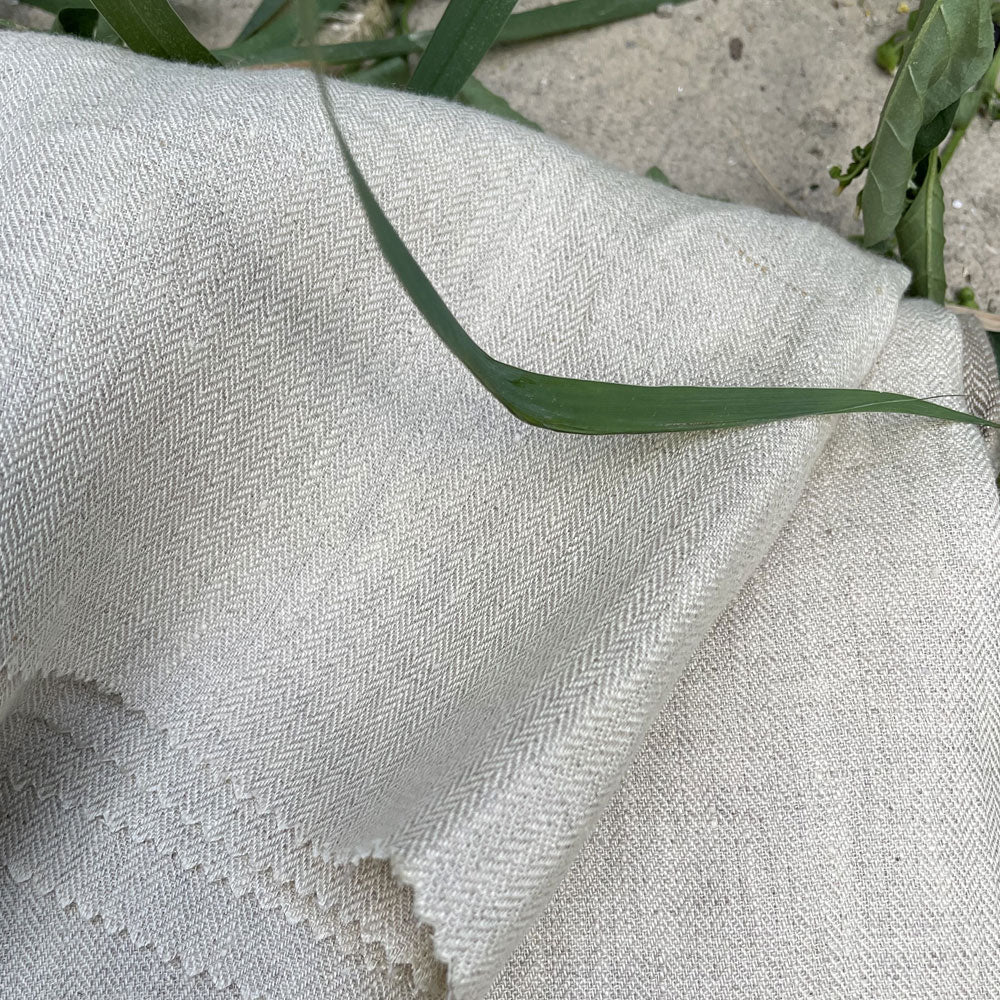 Linen 40lea 14s HBT Chambray Fabric (6765 6790) - The Linen Lab - Light Beige