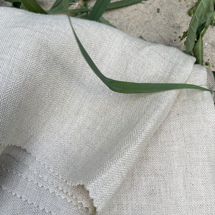 Linen 40lea 14s HBT Chambray Fabric (6765 6790) - The Linen Lab - Light Beige