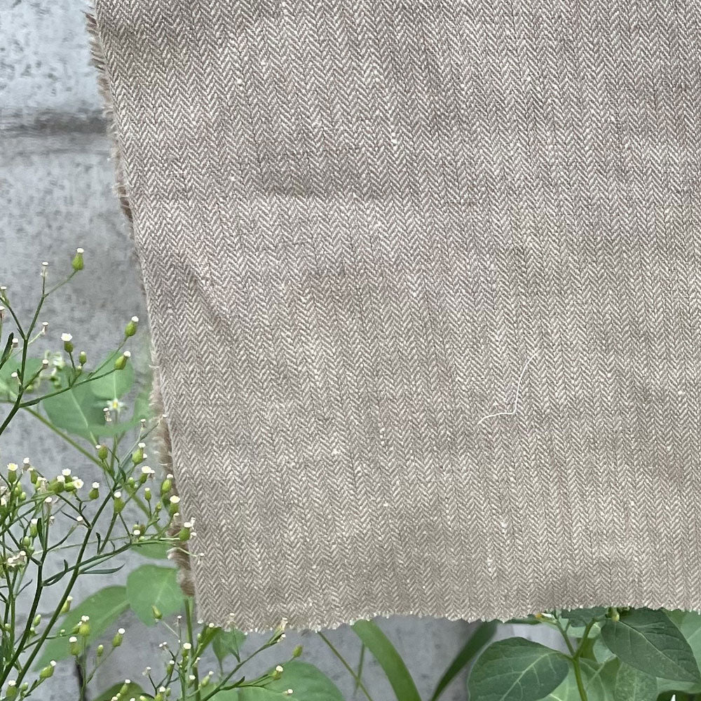 Linen 40lea 14s HBT Chambray Fabric (6765 6790) - The Linen Lab - Beige