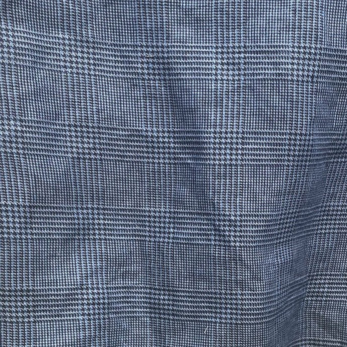 Linen 40lea 14s Twill Houndstooth Plaid Fabric (6756) - The Linen Lab - Navy