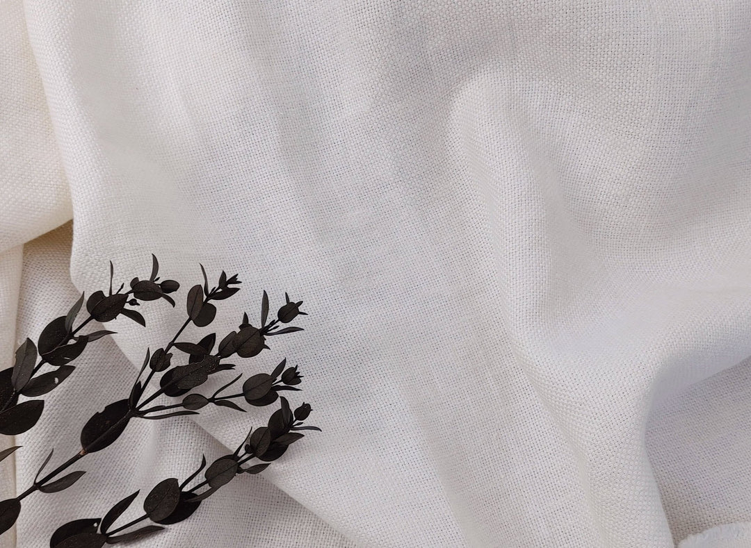 Linen Bamboo Canvas Fabric Heavy Weight 1666 - The Linen Lab - White