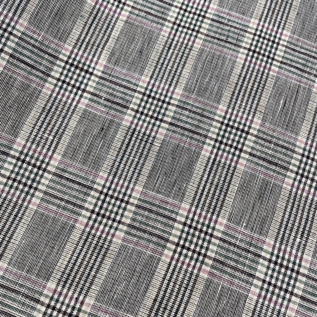 Linen Big Check Fabric 7142 7143 - The Linen Lab - Black